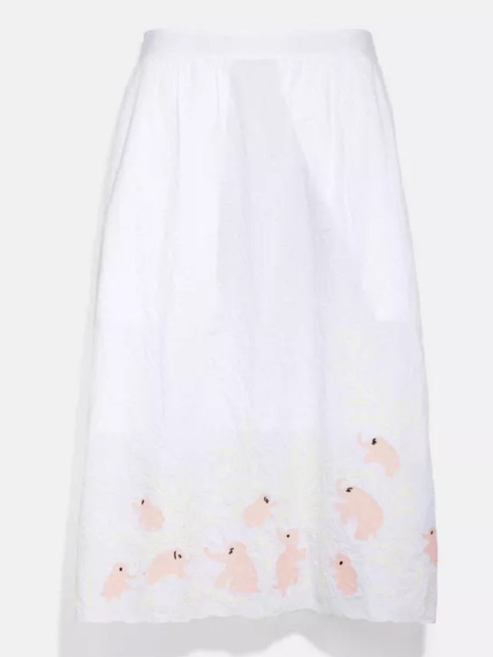 Coach White Elephant Hem Midi Skirt Womens 0‎ NWT